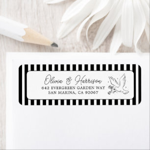 Black White Striped Wedding Return Address Label