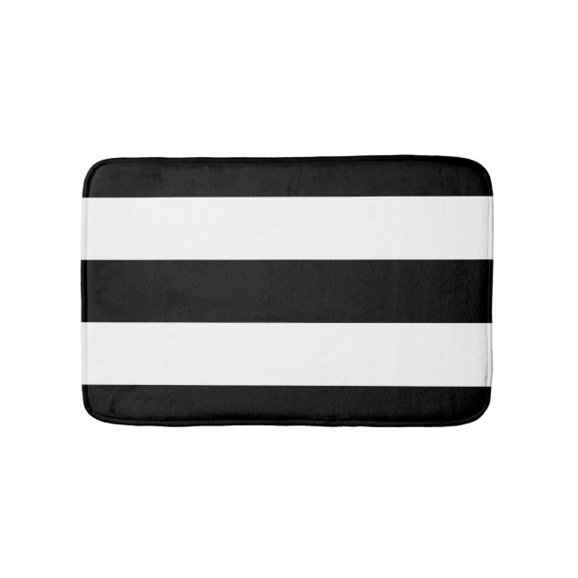 Black White Stripes Bath Mat (Front)