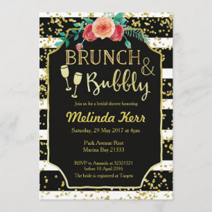 Black & White Stripes Brunch and Bubbly Invitation
