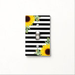 Black White Stripes Corner Sunflowers Floral Chic Light Switch Cover<br><div class="desc">Black White Stripes Corner Sunflowers Floral Chic Light Switch Cover.</div>