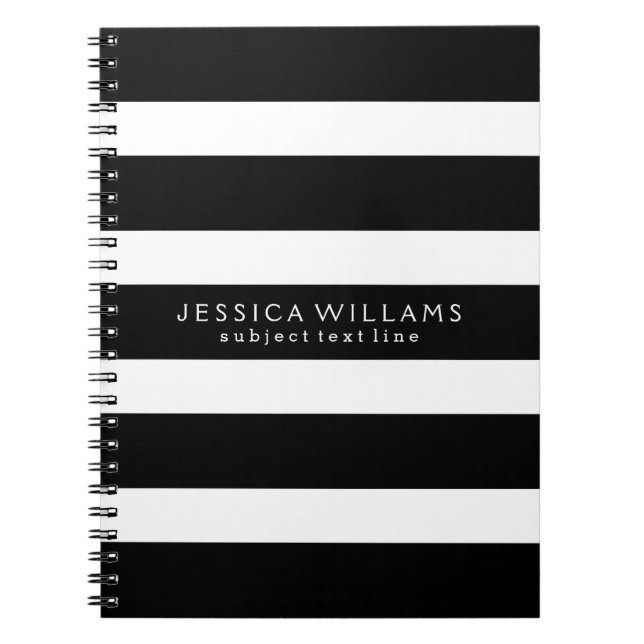 Black& White Stripes Custom Photo Notebook (Front)