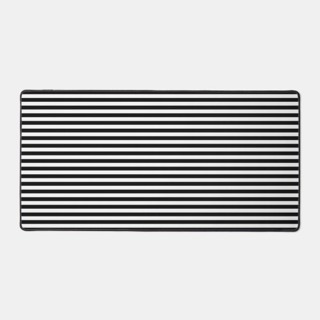 Black White Stripes Desk Mat (Front)