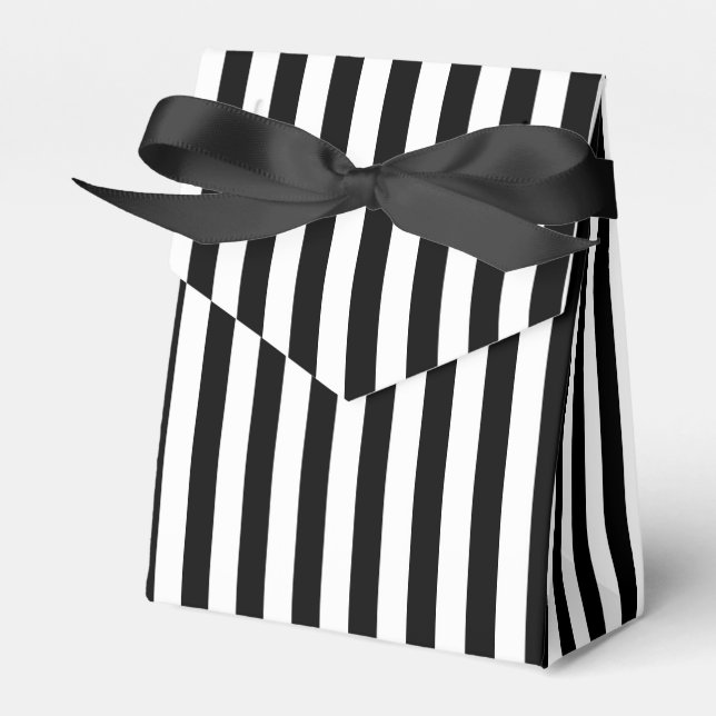 Black White Stripes  Favor Box (Front Side)