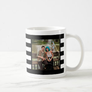 Black & White Stripes Fleur de Lis Photo Coffee Mug