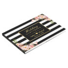 Black White Stripes Floral Mariage Livre d'or
