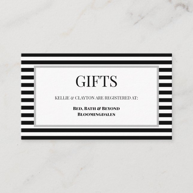 Black/White Stripes Framed Gift Enclosure Card (Front)
