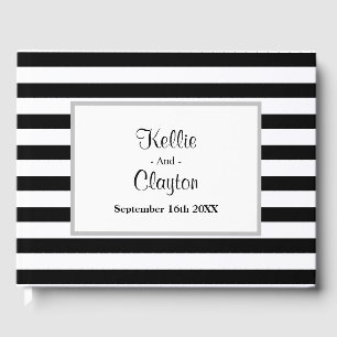 Black/White Stripes Framed Guest Book