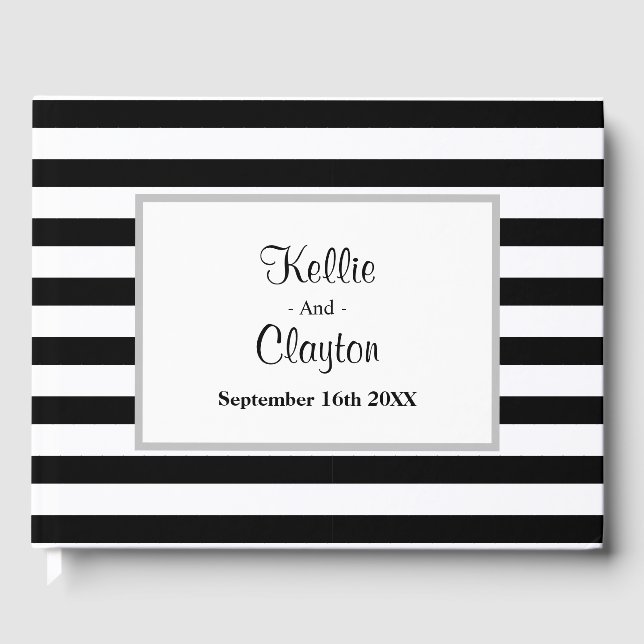 Black/White Stripes Framed Guest Book (Front)