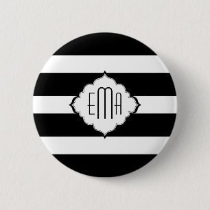 Black & White Stripes Geometric Pattern 2 Inch Round Button