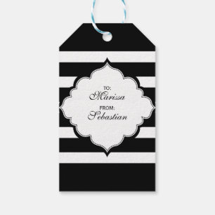 Black & White Stripes Geometric Pattern Gift Tags