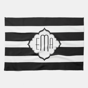Black & White Stripes Geometric Pattern Kitchen Towel