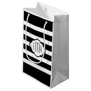 Black & White Stripes Geometric Pattern Small Gift Bag