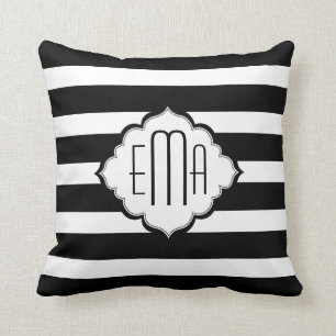 Black & White Stripes Geometric Pattern Throw Pillow