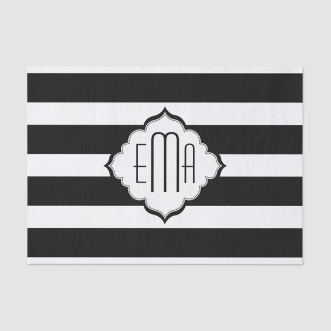 Black & White Stripes Geometric Pattern Tissue Paper (Front)