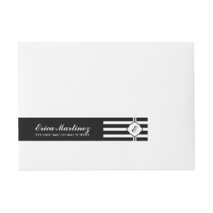 Black & White Stripes Geometric Pattern Wraparound Address Label