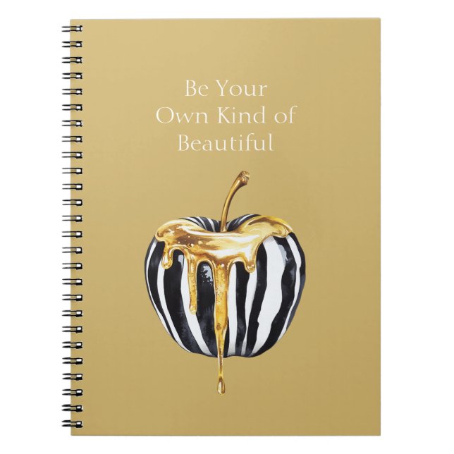 Black White Stripes Gold Drips Apple Notebook (Front)