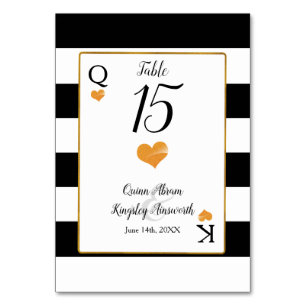 Black & White Stripes   Gold Hearts Table Numbers