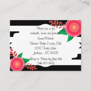 Black & White Stripes, Gold Pink Reception Enclosure Card