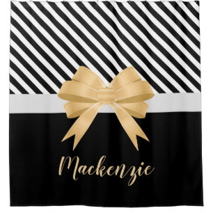 Black White Stripes Goldem Bow