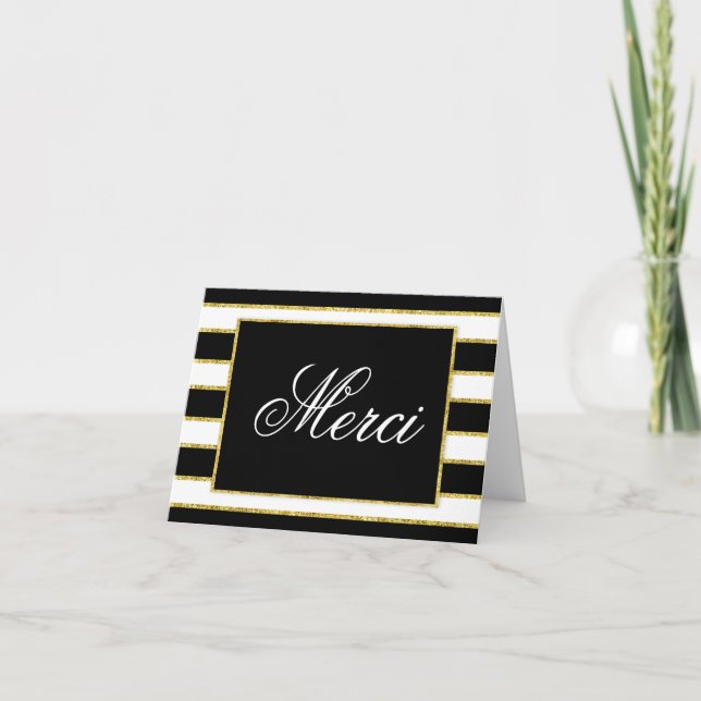 Black+White Stripes & Golden Sparkt Merci (Devant)