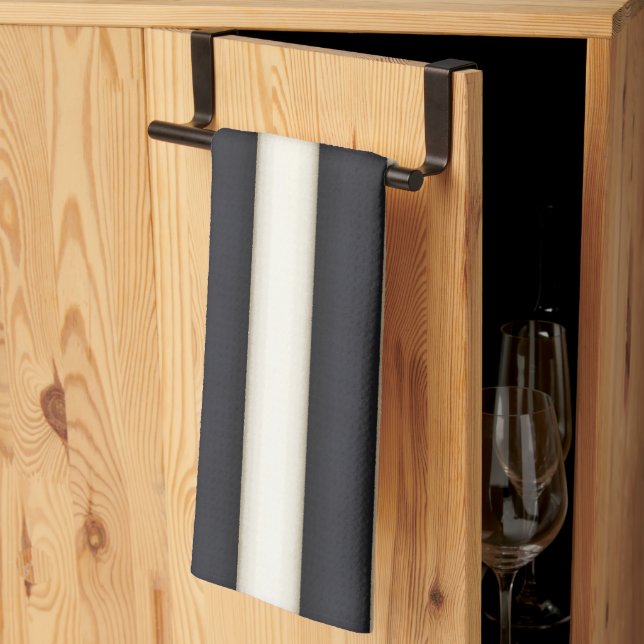 Black & White Stripes Gothic Victorian Fantasy Kitchen Towel (Thirds Fold)