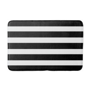 Black & White Stripes Modern Chic Bath Mat