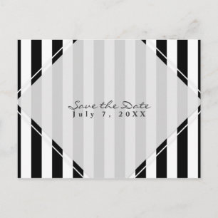 Black & White Stripes Modern Chic Save the Date Announcement Postcard