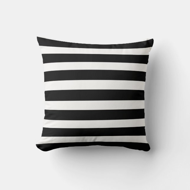 Black & White Stripes Modern Chic Throw Pillow (Front)