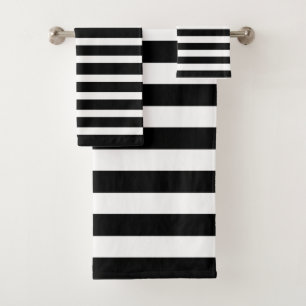Black & White Stripes Modern Design Bath Towel Set