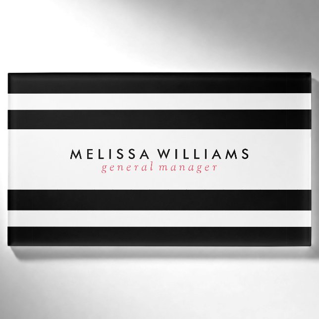 Black & White Stripes Modern Design Name Tag (Front)