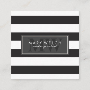 Black White Stripes Monogram (appointment card) Appointment Card