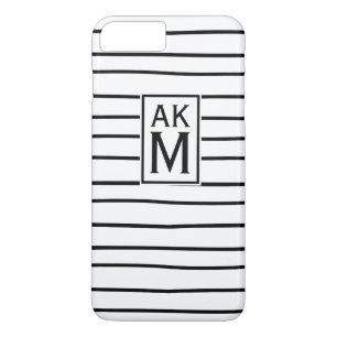 Black & White Stripes Monogram iPhone 7 Plus Case