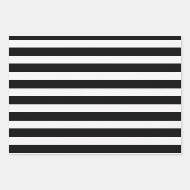 Black & White Stripes Party or Christmas Wrapping Paper Sheet (Front)
