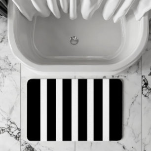 Black & white stripes pattern bath mat
