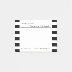 Black White Stripes Pattern Monogram Post-it Notes