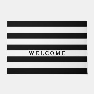 Black White Stripes Pattern {pick your color} Doormat
