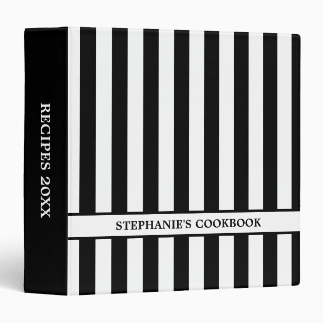 Black White Stripes Pattern {pick your colour} Binder (Front/Spine)