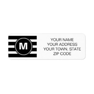 Black & White Stripes Pattern with Monogram