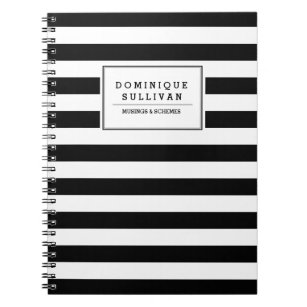 Black & White Stripes Personalized Notebook