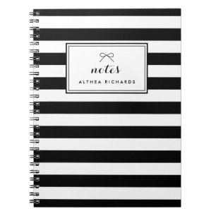 Black & White Stripes Personalized Notebook