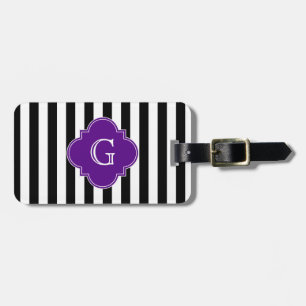 Black White Stripes, Purple Label Monogram Luggage Tag