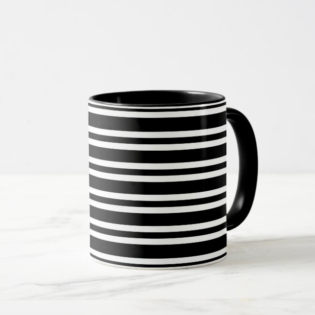 Black White Stripes Seamless Pattern Mug (Front Right)
