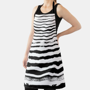 Black White Stripes Simple Apron