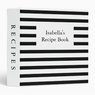 Black White Stripes Simple Recipe Book Binder