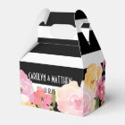 Black White Stripes Watercolor Floral Wedding