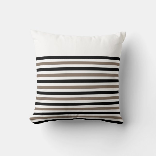 Black White Stripes with CUSTOMIZABLE ACCENT Throw Pillow (Front)