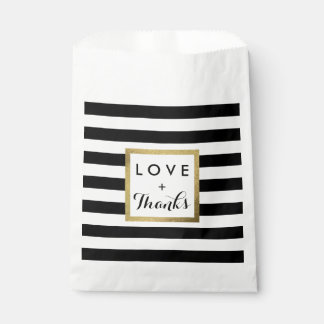 Black & White Stripes with Gold Foil Wedding Favour Bag