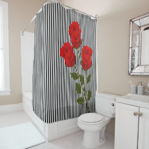 BLACK & WHITE STRIPES WITH RED ROSES
