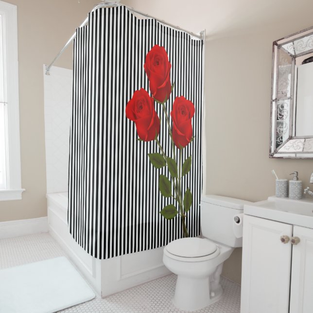 BLACK & WHITE STRIPES WITH RED ROSES (In Situ)