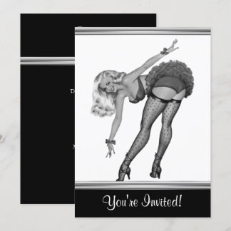Black & White Style Pin-Up Girl 19 Invitation